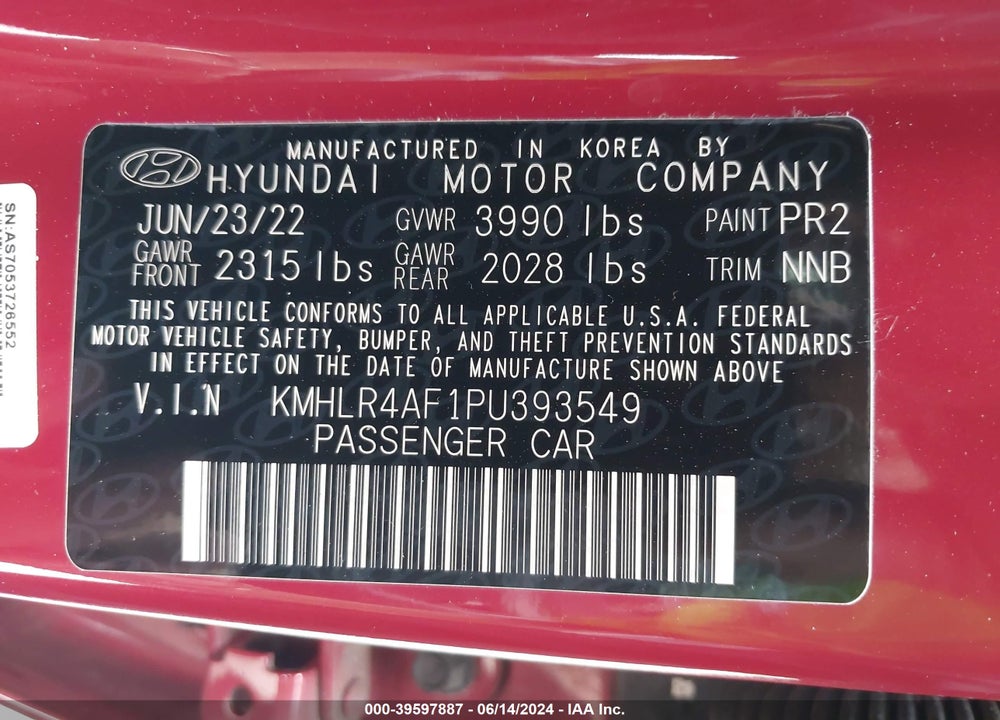2023 HYUNDAI ELANTRA N LINE VIN: KMHLR4AF1PU393549