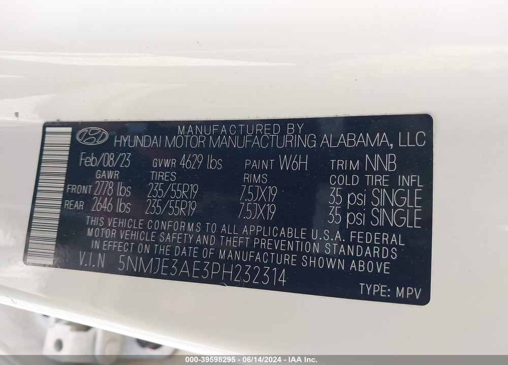 2023 HYUNDAI TUCSON LIMITED VIN: 5NMJE3AE3PH232314
