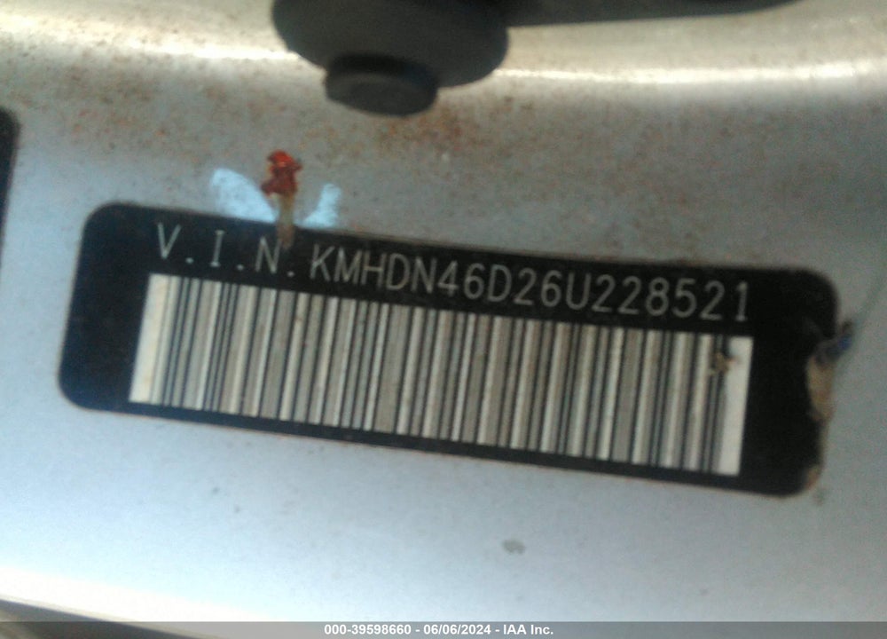 2006 HYUNDAI ELANTRA VIN: KMHDN46D26U228521