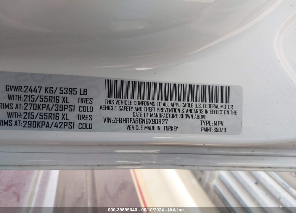 2022 RAM PROMASTER CITY WAGON VIN: ZFBHRFAB6N6X90827