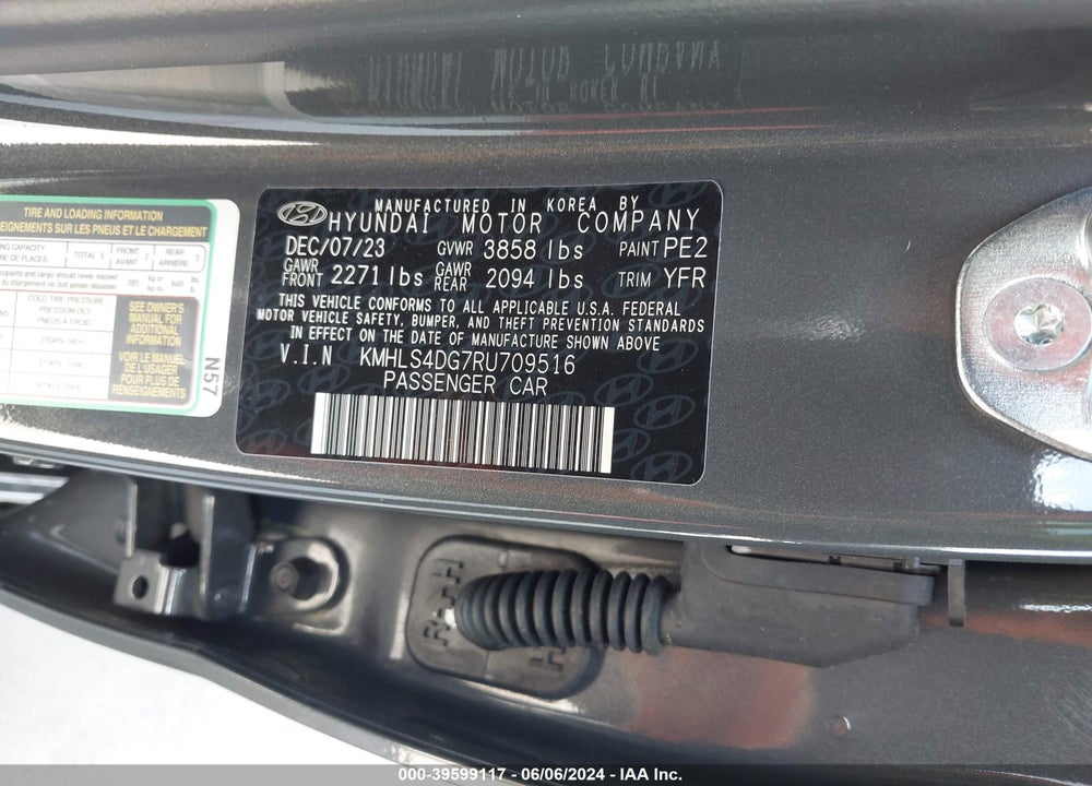 2024 HYUNDAI ELANTRA SEL VIN: KMHLS4DG7RU709516
