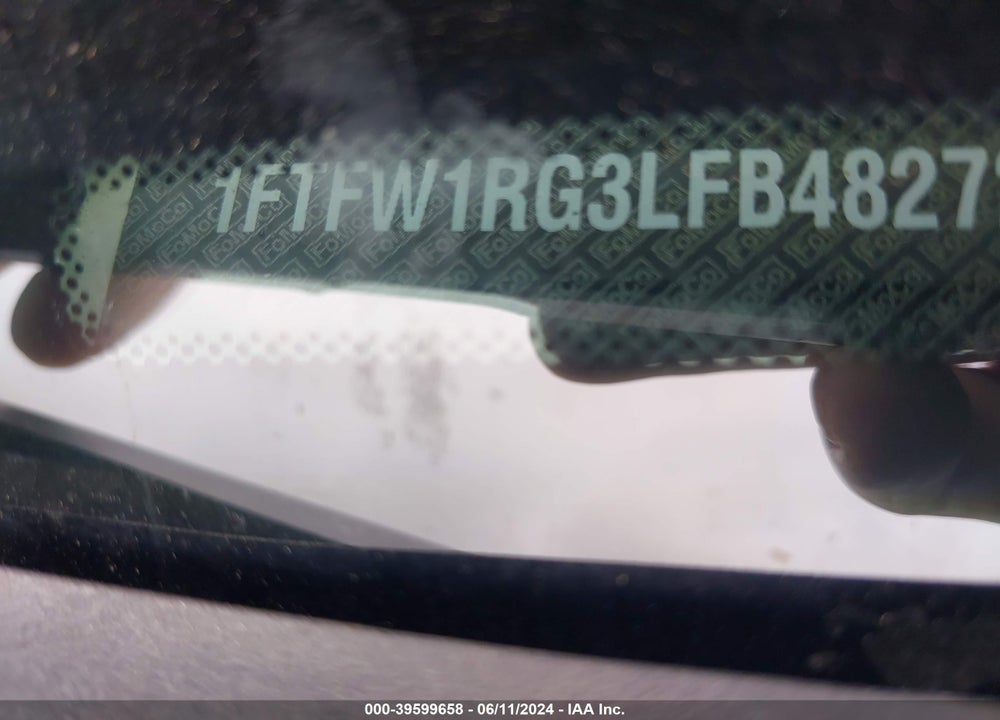 2020 FORD F-150 RAPTOR VIN: 1FTFW1RG3LFB48272