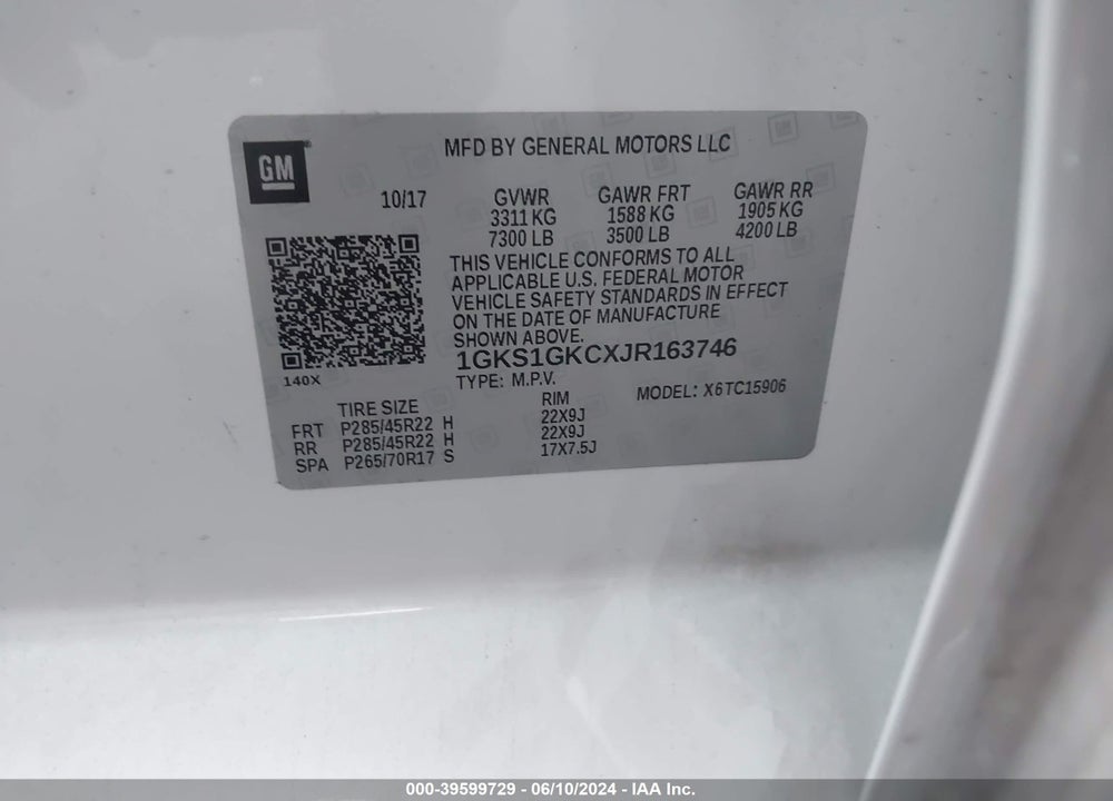 2018 GMC YUKON XL SLT VIN: 1GKS1GKCXJR163746
