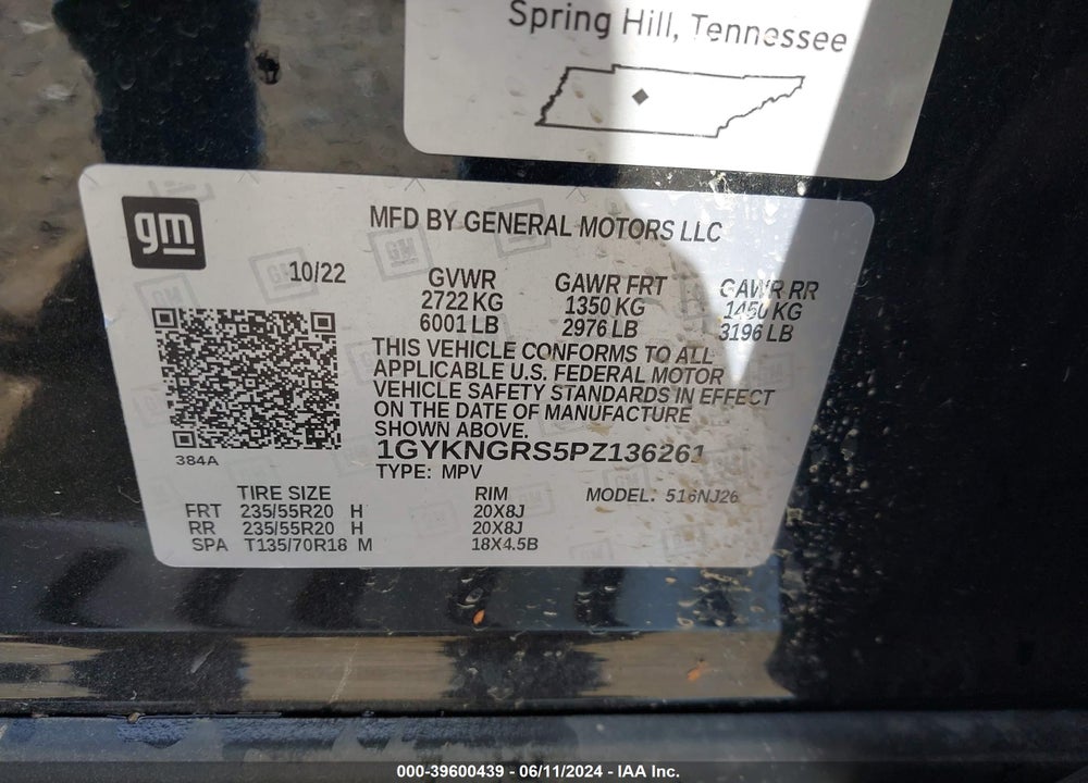 2023 CADILLAC XT5 AWD SPORT VIN: 1GYKNGRS5PZ136261