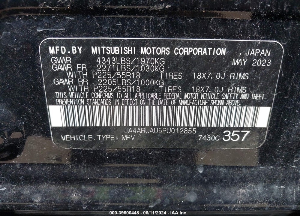 2023 MITSUBISHI OUTLANDER SPORT 2.0 LE AWC VIN: JA4ARUAU5PU012855