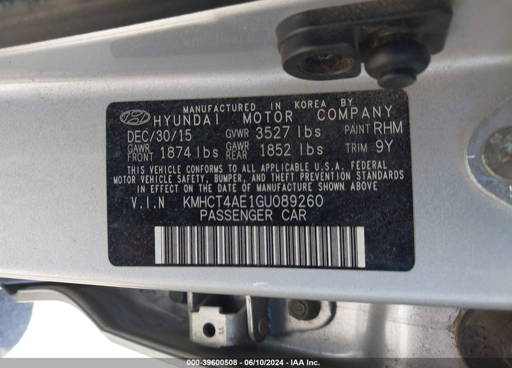 2016 HYUNDAI ACCENT SE VIN: KMHCT4AE1GU089260