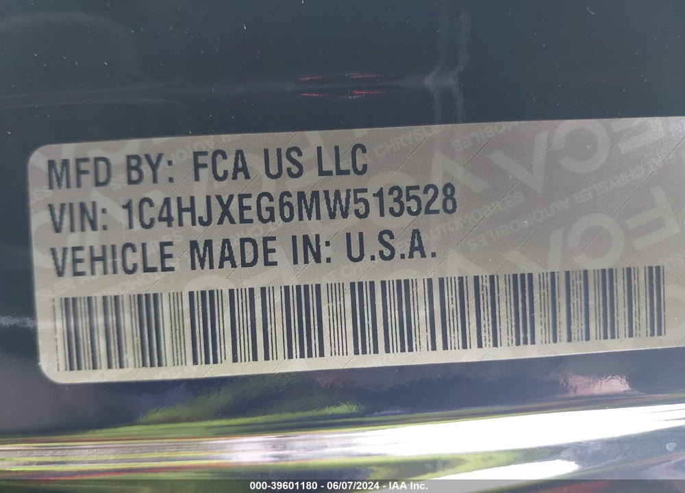 2021 JEEP WRANGLER UNLIMITED SAHARA ALTITUDE 4X4 VIN: 1C4HJXEG6MW513528