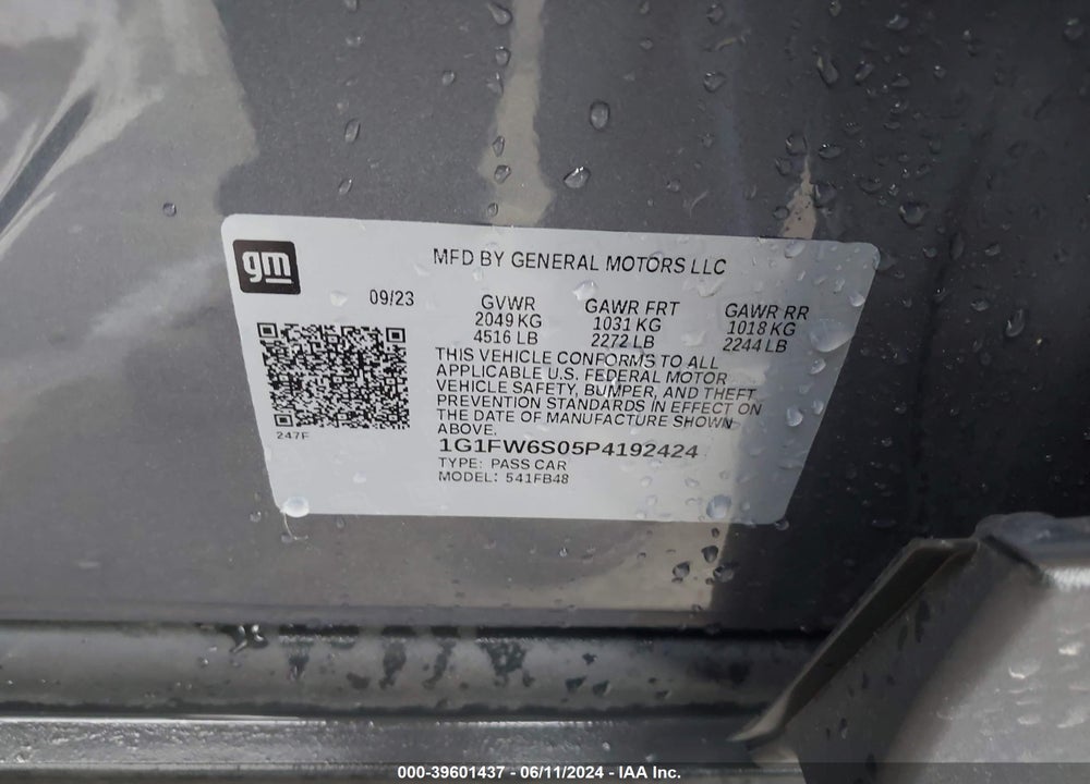 2023 CHEVROLET BOLT EV FWD 1LT VIN: 1G1FW6S05P4192424
