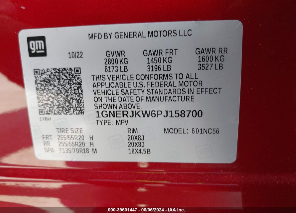 2023 CHEVROLET TRAVERSE FWD RS VIN: 1GNERJKW6PJ158700