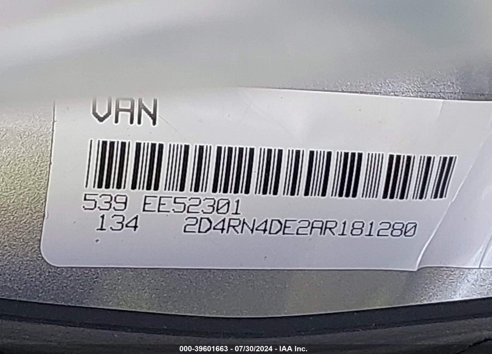 2010 DODGE GRAND CARAVAN SE VIN: 2D4RN4DE2AR181280