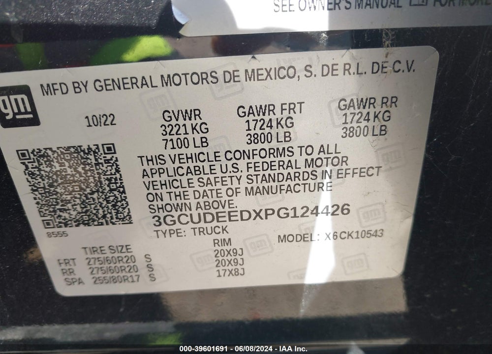 2023 CHEVROLET SILVERADO 1500 4WD SHORT BED RST VIN: 3GCUDEEDXPG124426