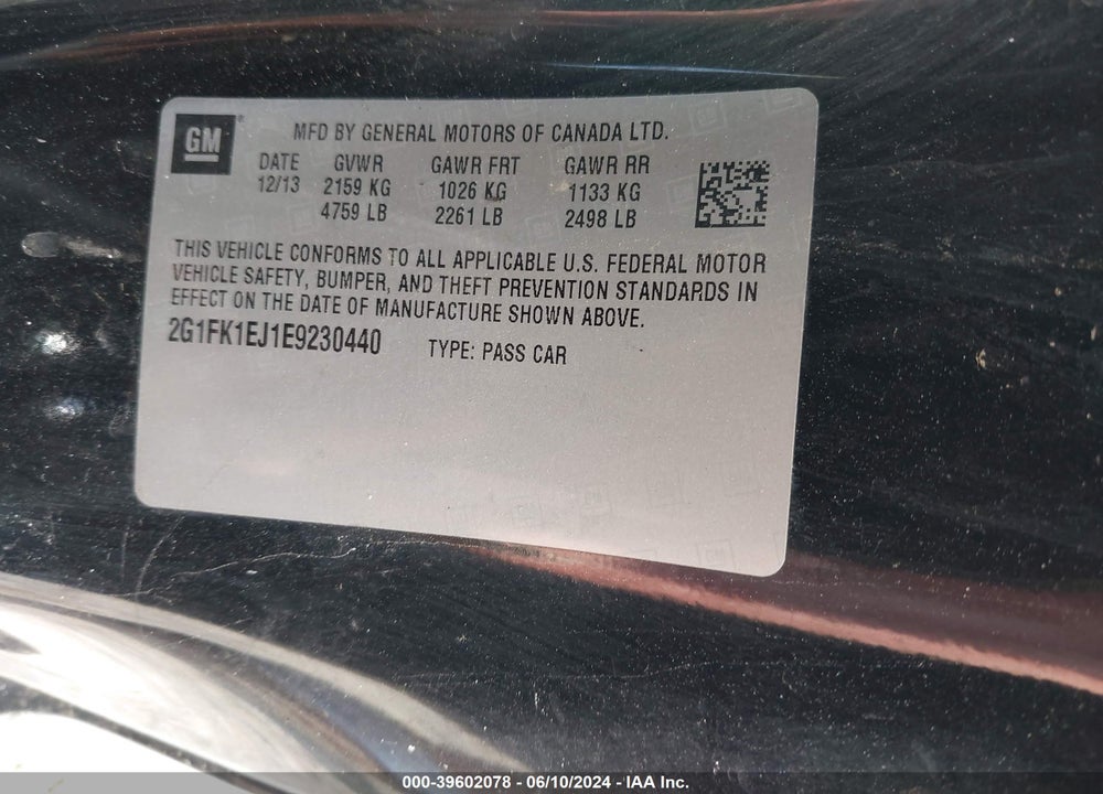 2014 CHEVROLET CAMARO 2SS VIN: 2G1FK1EJ1E9230440