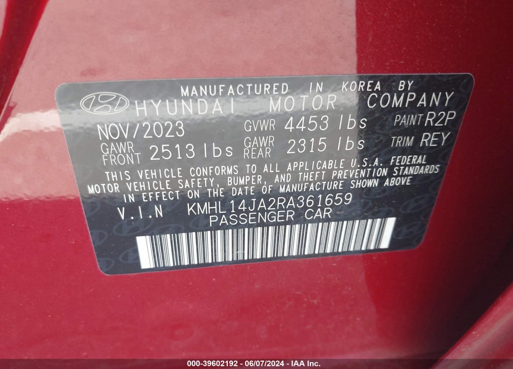2024 HYUNDAI SONATA SEL VIN: KMHL14JA2RA361659
