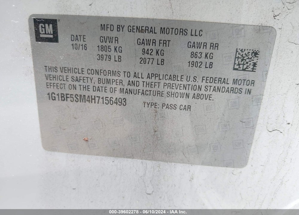 2017 CHEVROLET CRUZE PREMIER AUTO VIN: 1G1BF5SM4H7156493