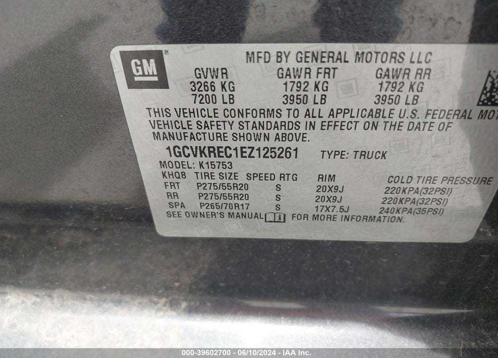 2014 CHEVROLET SILVERADO 1500 1LT VIN: 1GCVKREC1EZ125261