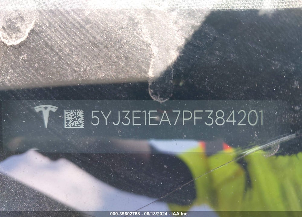 2023 TESLA MODEL 3 REAR-WHEEL DRIVE VIN: 5YJ3E1EA7PF384201