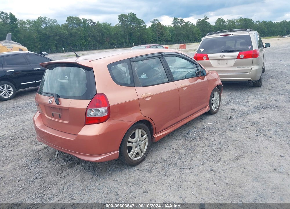 2007 HONDA FIT SPORT VIN: JHMGD38637S039935