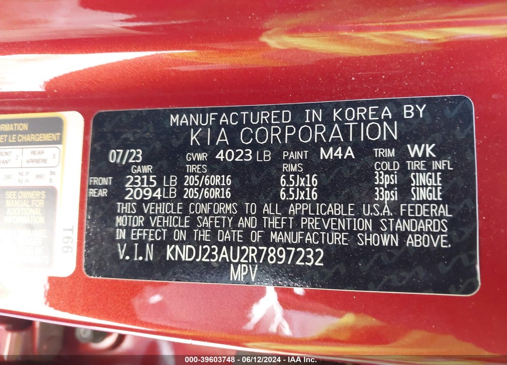 2024 KIA SOUL VIN: KNDJ23AU2R7897232