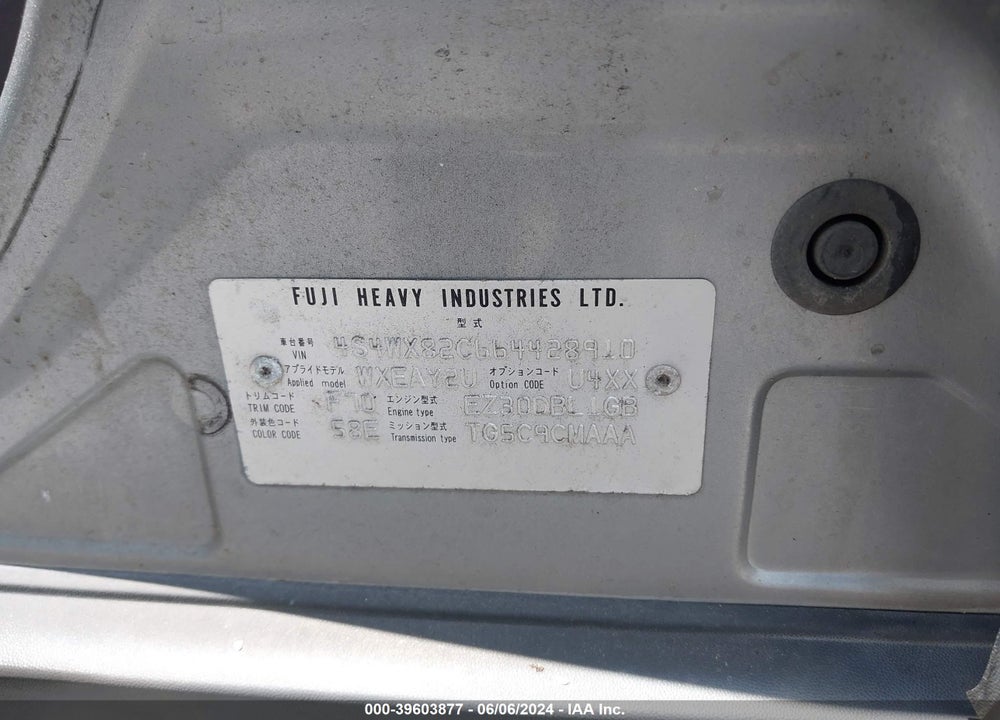 2006 SUBARU B9 TRIBECA BASE 5-PASSENGER VIN: 4S4WX82C664428910