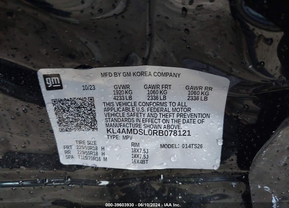 2024 BUICK ENCORE GX SPORT TOURING FWD VIN: KL4AMDSL0RB078121