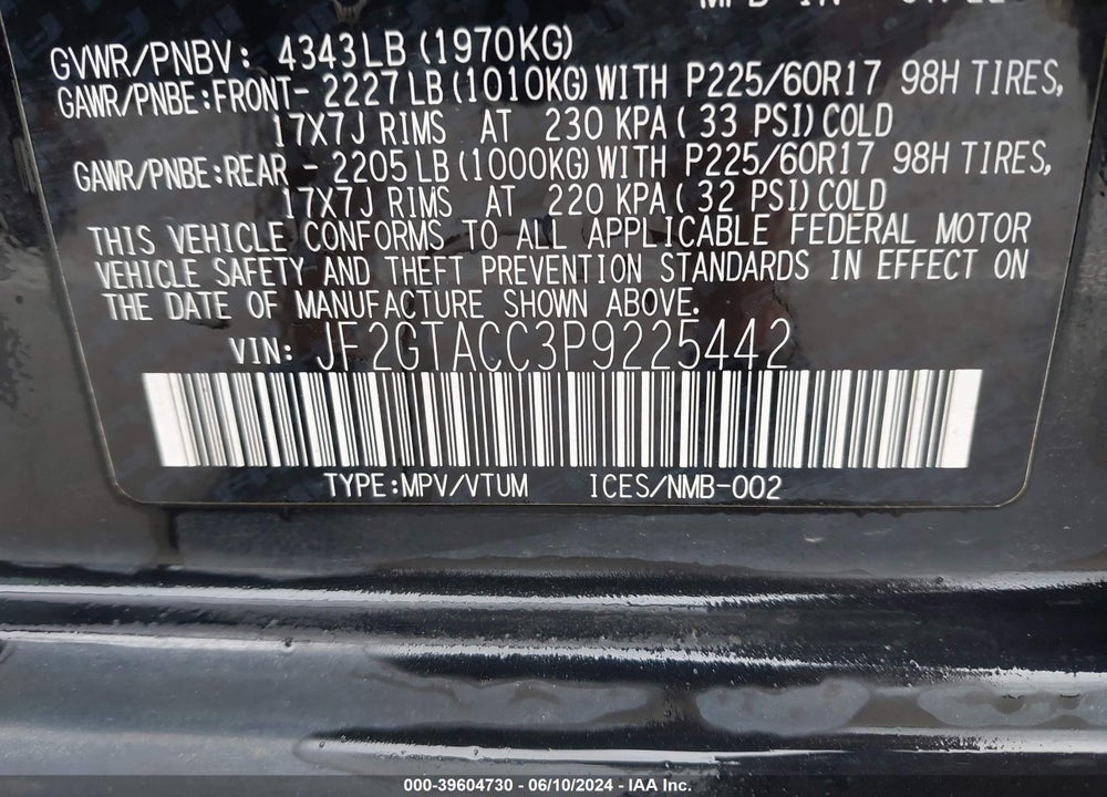 2023 SUBARU CROSSTREK VIN: JF2GTACC3P9225442