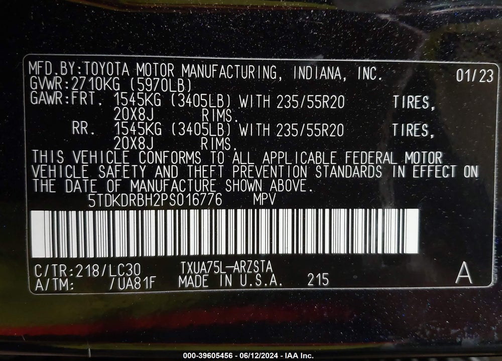 2023 TOYOTA HIGHLANDER XSE VIN: 5TDKDRBH2PS016776