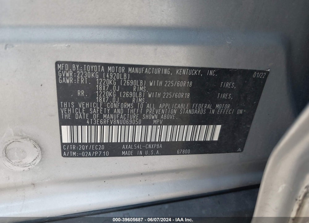 2022 TOYOTA RAV4 XSE HYBRID VIN: 4T3E6RFV8NU069050