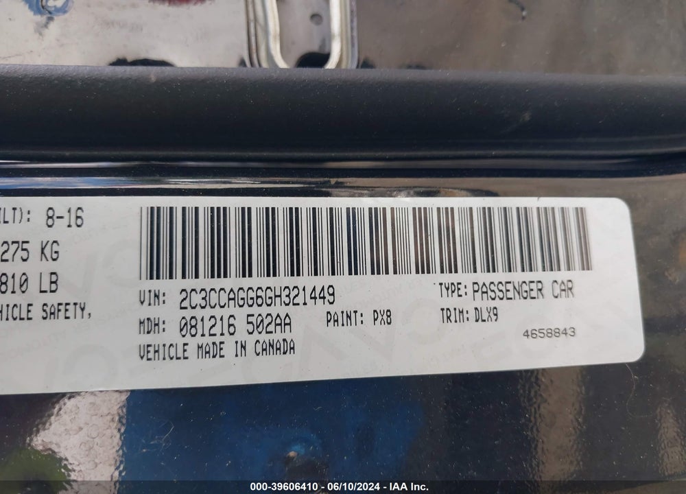 2016 CHRYSLER 300 300S VIN: 2C3CCAGG6GH321449