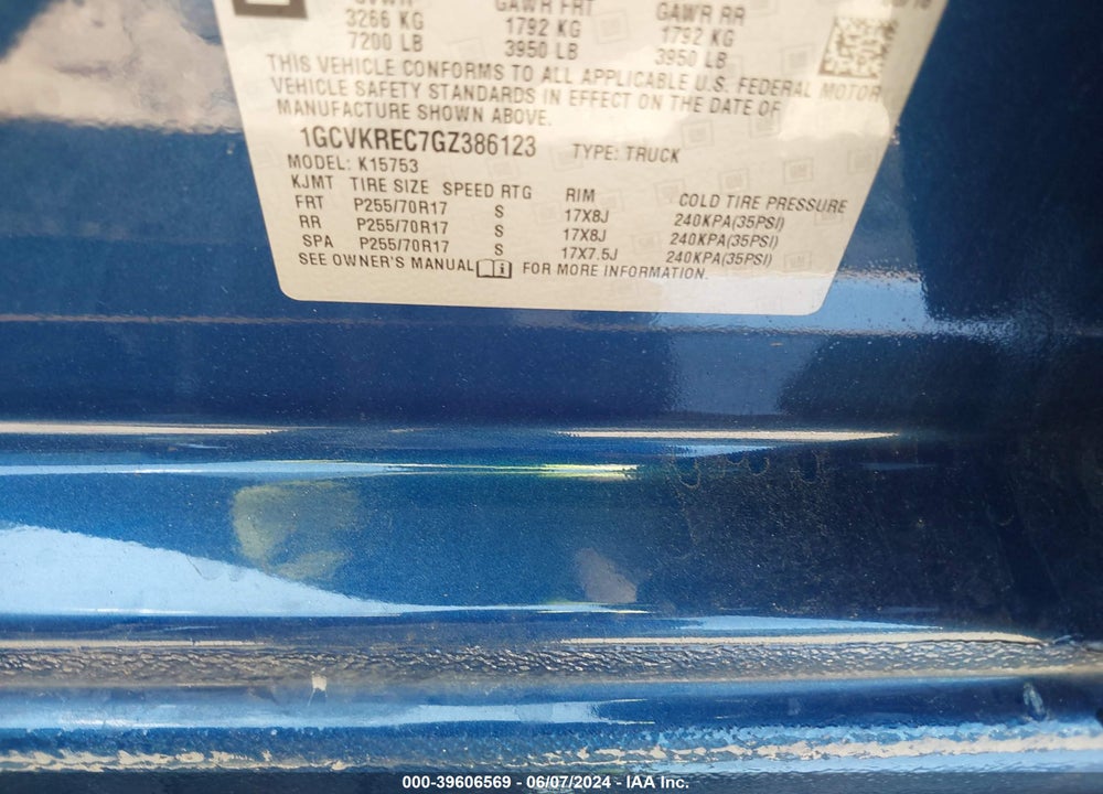 2016 CHEVROLET SILVERADO 1500 VIN: 1GCVKREC7GZ386123