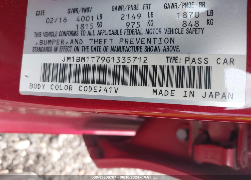 2016 MAZDA 3 VIN: JM1BM1T79G1335712