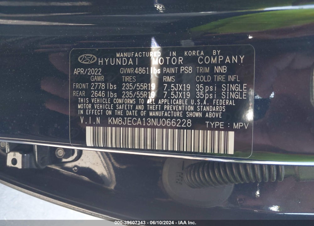 2022 HYUNDAI TUCSON HYBRID LIMITED VIN: KM8JECA13NU066228