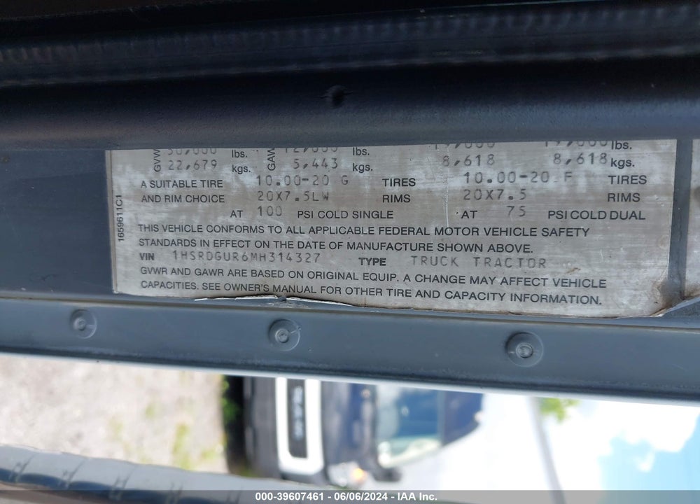 1991 INTERNATIONAL 9000 9600 VIN: 1HSRDGUR6MH314327