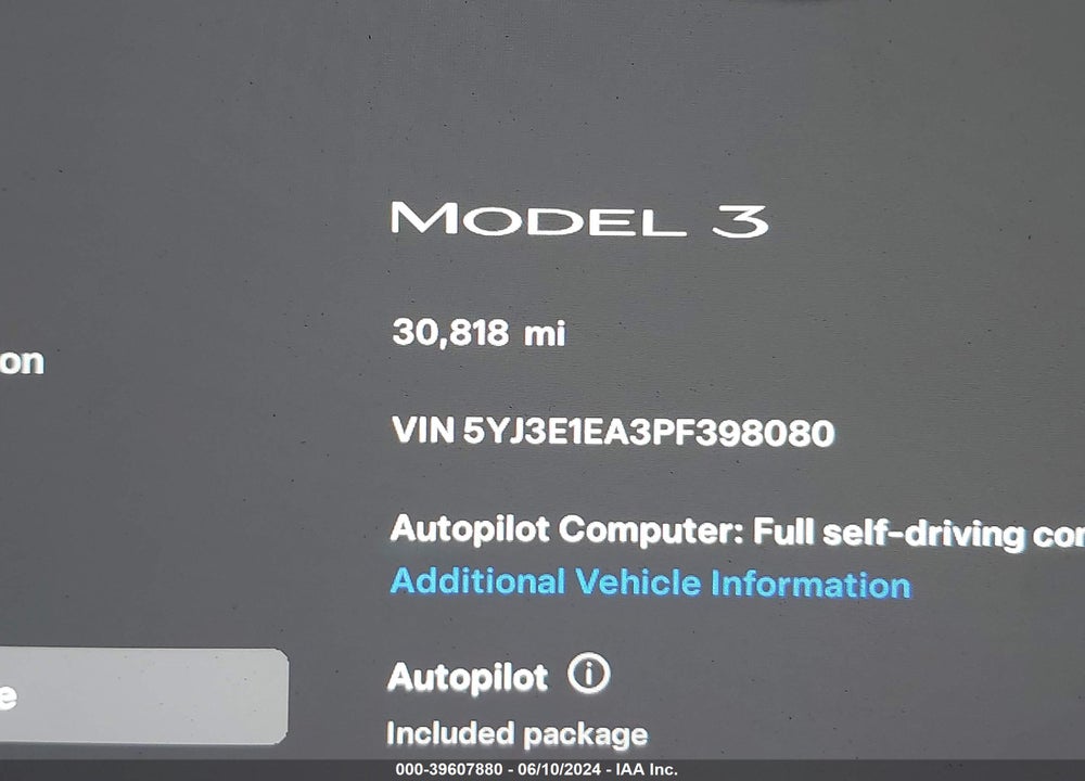 2023 TESLA MODEL 3 REAR-WHEEL DRIVE VIN: 5YJ3E1EA3PF398080