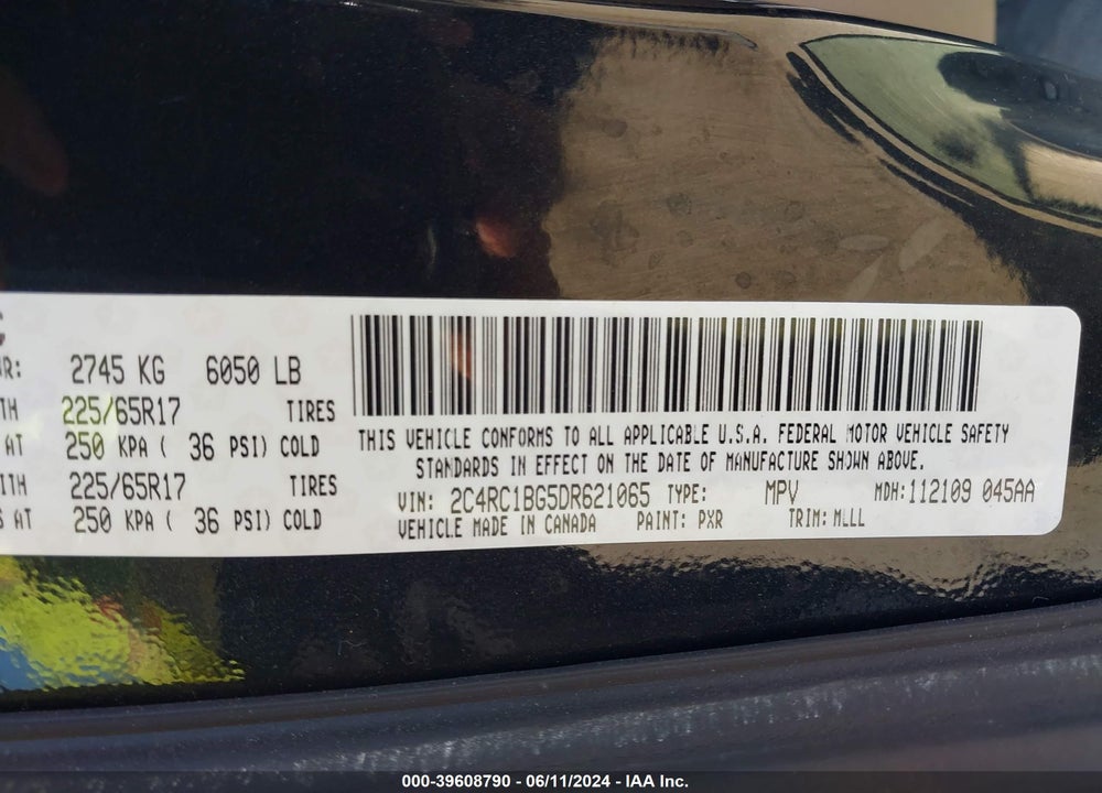 2013 CHRYSLER TOWN & COUNTRY TOURING VIN: 2C4RC1BG5DR621065