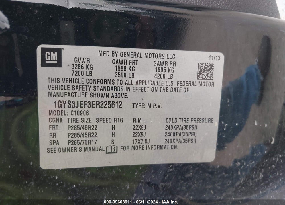 2014 CADILLAC ESCALADE ESV PREMIUM VIN: 1GYS3JEF3ER225612