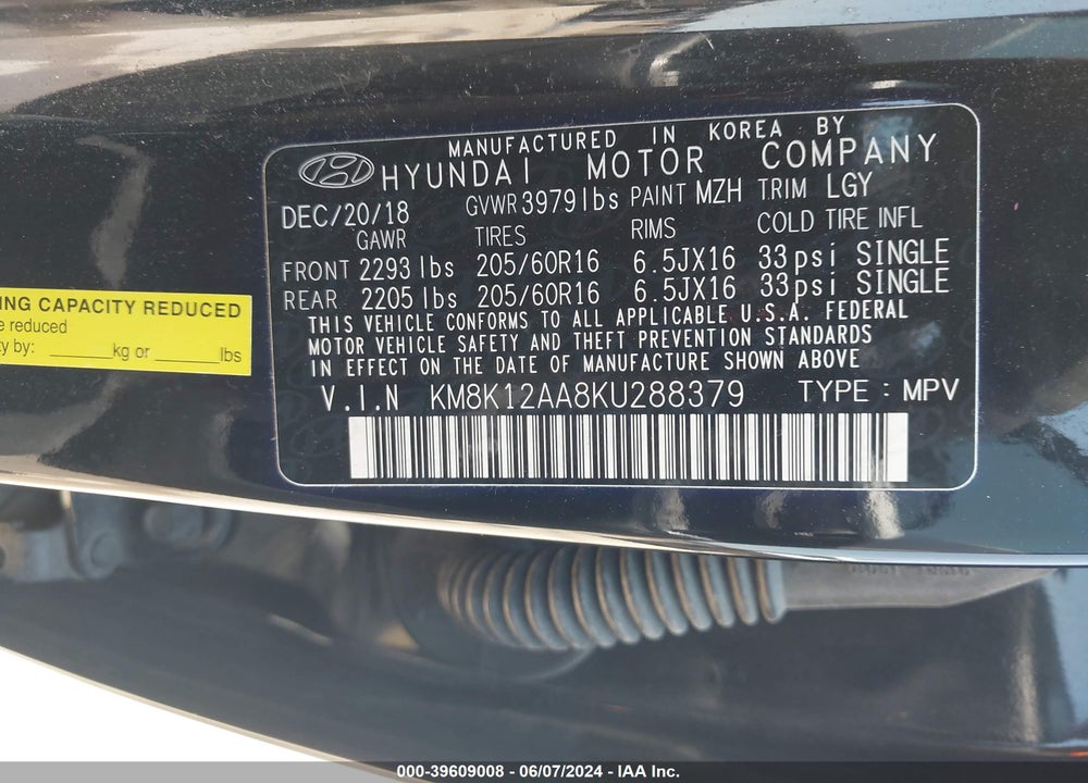 2019 HYUNDAI KONA VIN: KM8K12AA8KU288379