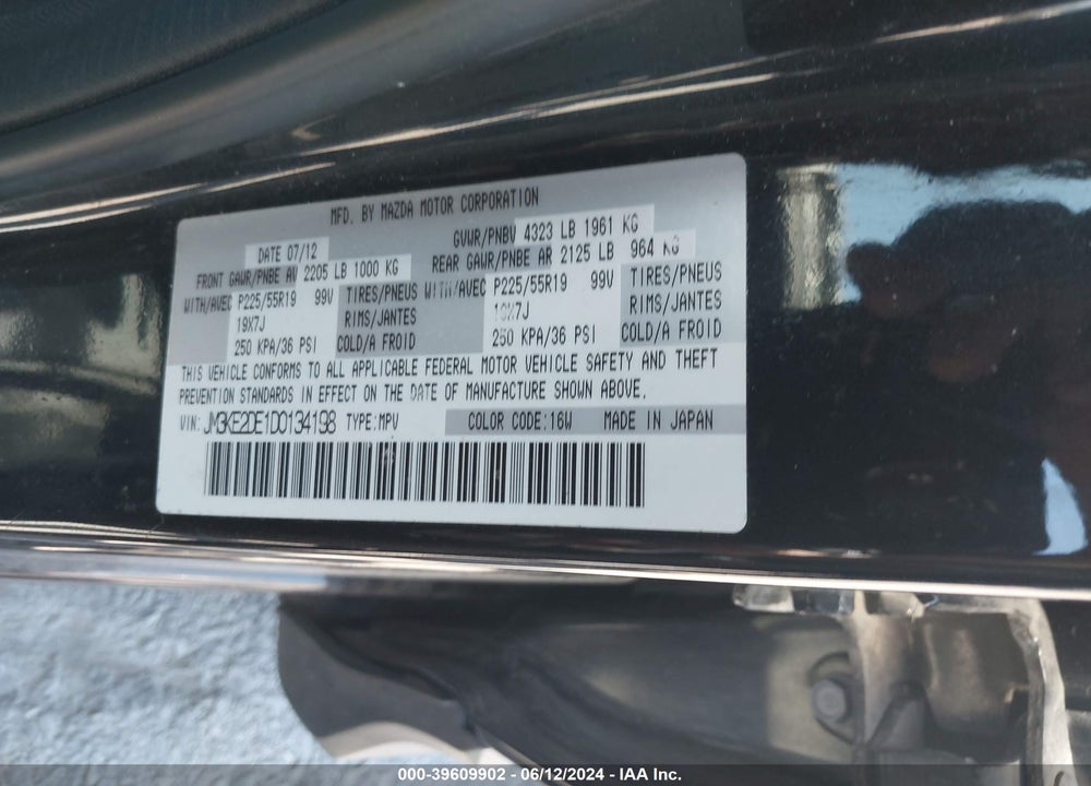 2013 MAZDA CX-5 GRAND TOURING VIN: JM3KE2DE1D0134198