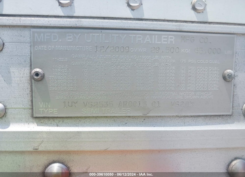 2010 UTILITY TRAILER MFG --- VIN: 1UYVS2535AP001301