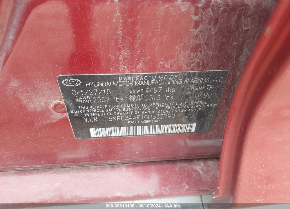 2016 HYUNDAI SONATA LIMITED VIN: 5NPE34AF4GH332740