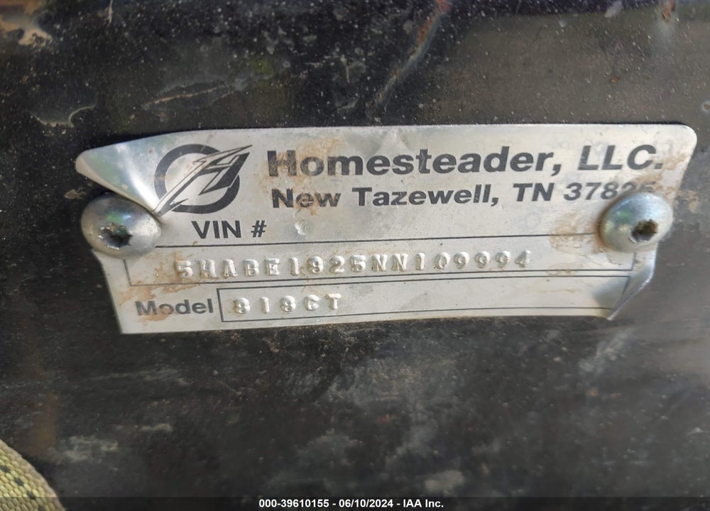 2022 HOMESTEADER OTHER VIN: 5HABE1825NN109994