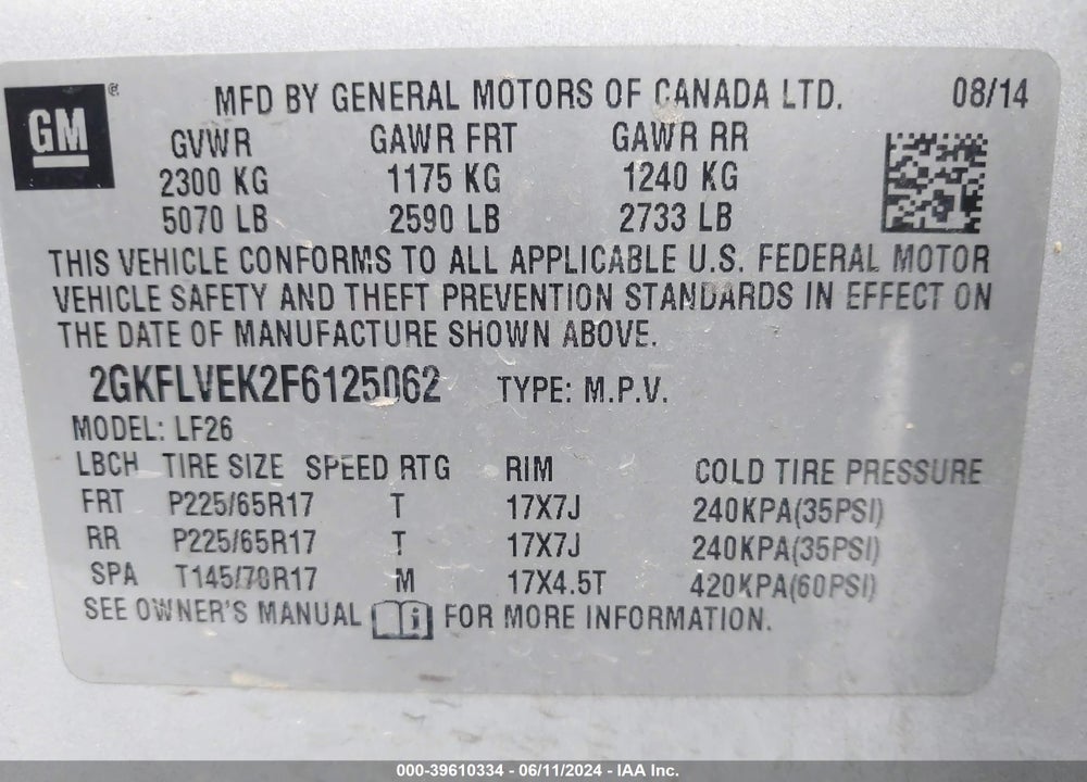 2015 GMC TERRAIN SLE-1 VIN: 2GKFLVEK2F6125062