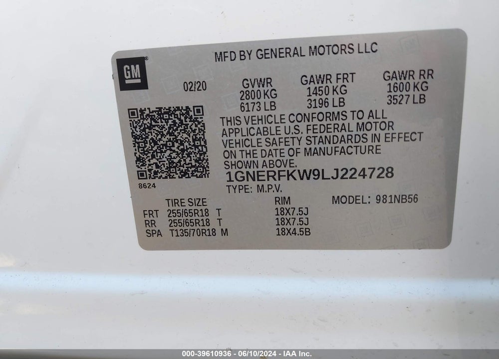 2020 CHEVROLET TRAVERSE FWD LS VIN: 1GNERFKW9LJ224728