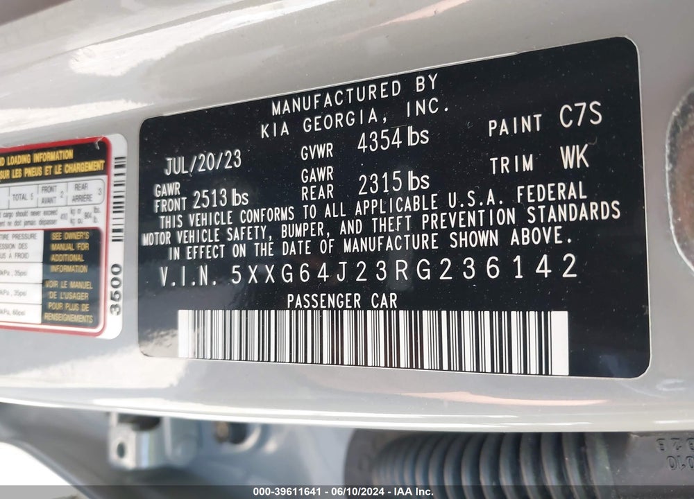 2024 KIA K5 GT LINE VIN: 5XXG64J23RG236142