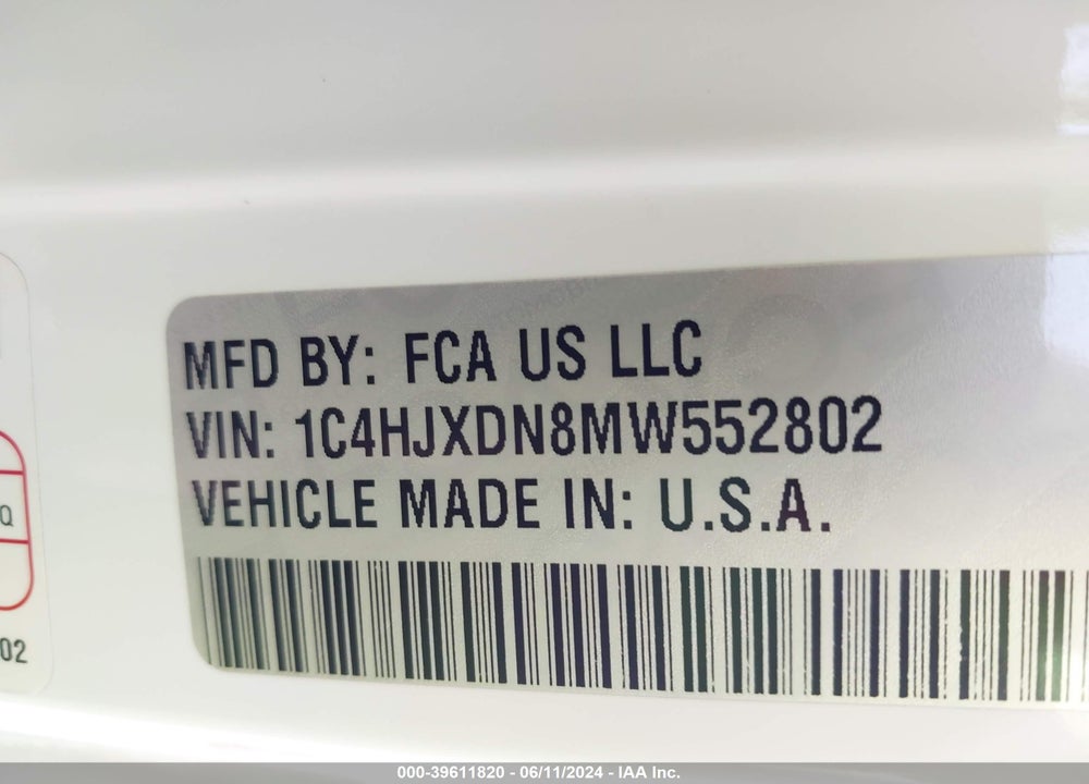 2021 JEEP WRANGLER UNLIMITED WILLYS 4X4 VIN: 1C4HJXDN8MW552802