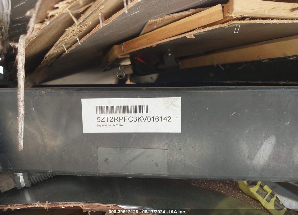 2019 RPDTW TRAILER VIN: 5ZT2RPFC3KV016142