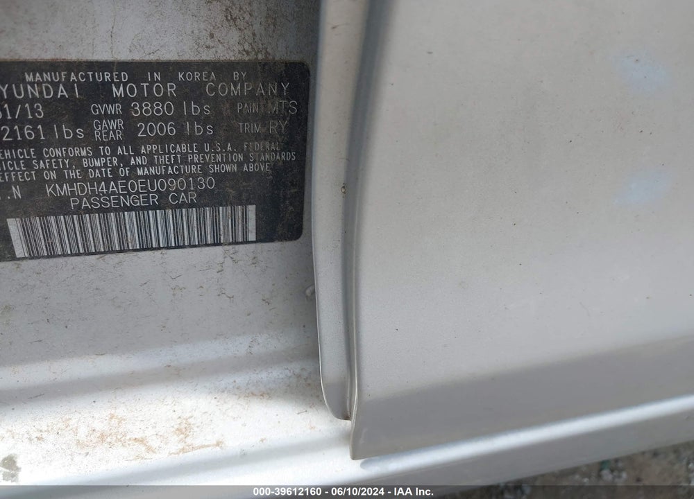 2014 HYUNDAI ELANTRA LIMITED VIN: KMHDH4AE0EU090130