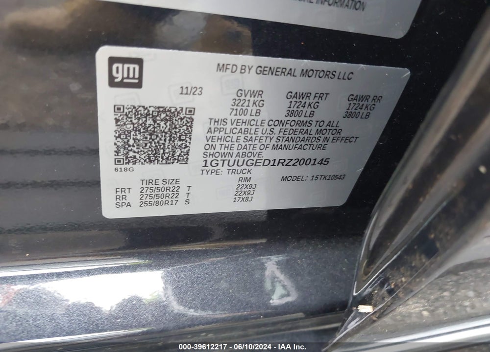2024 GMC SIERRA 1500 DENALI VIN: 1GTUUGED1RZ200145