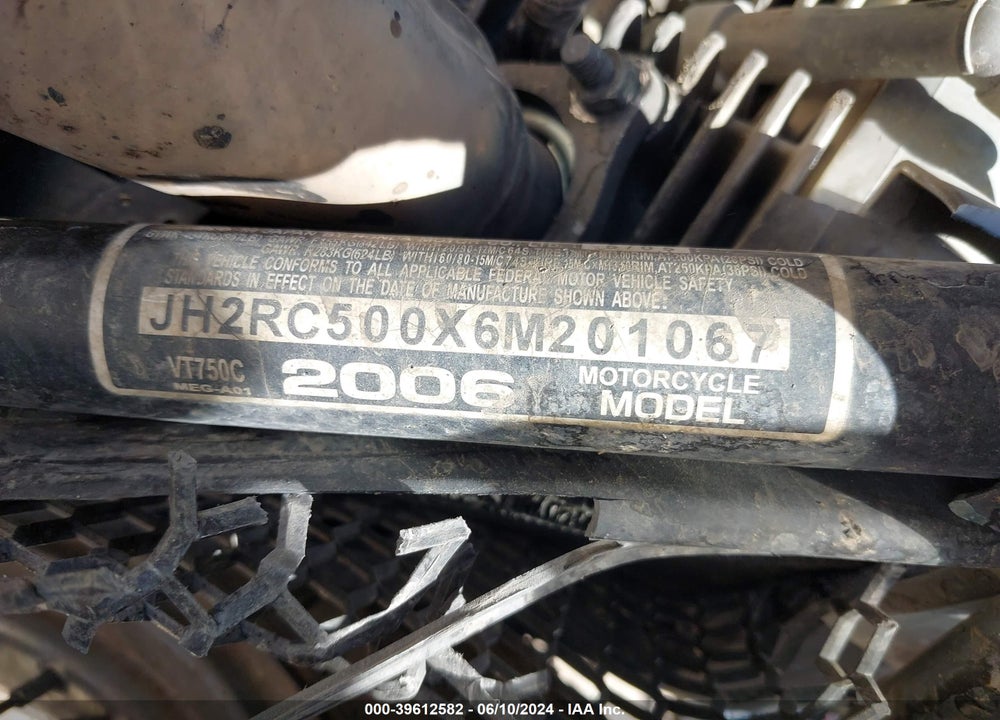 2006 HONDA VT750 C VIN: JH2RC500X6M201067