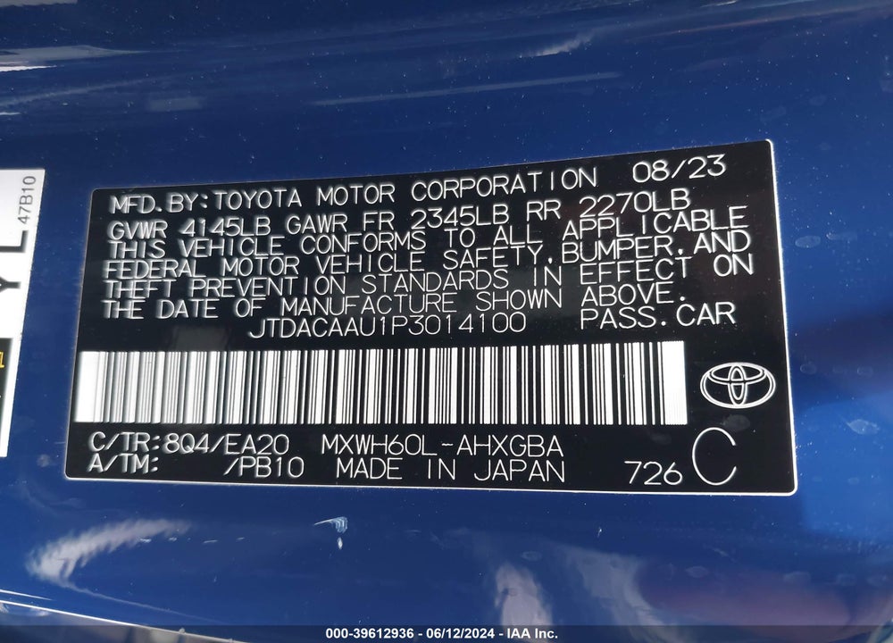 2023 TOYOTA PRIUS XLE VIN: JTDACAAU1P3014100