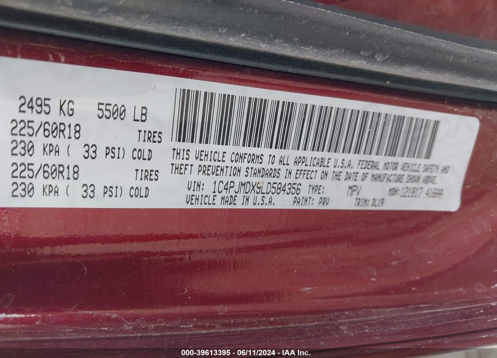 2020 JEEP CHEROKEE LIMITED 4X4 VIN: 1C4PJMDX9LD584356